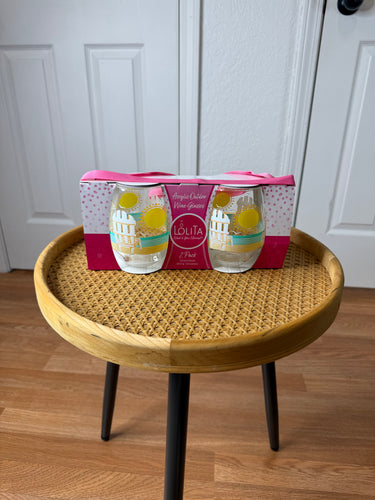 Lolita Stemless Wine Glass Set- Sun On The Beach - Merritt