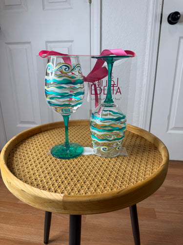 Lolita Acrylic Wine Glass Set- Coastal Waves - Merritt