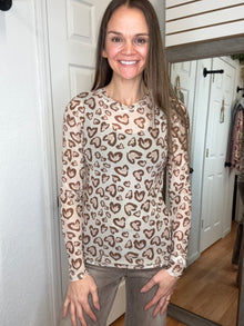 HEART CHEETAH MESH TOP- BLAKELEY