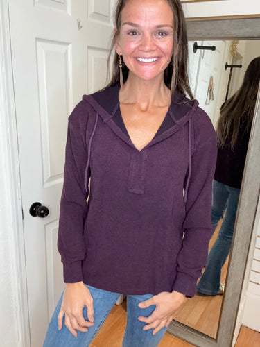 PAULA HOODED SWEATER TOP PLUM - STACCATO