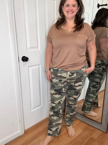 Bo Pull on Cropped Denim Camo Jeans - YMI
