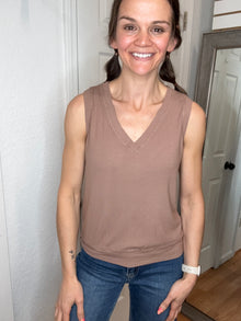 Billy Ribbed Tank Top Mocha - Yelete