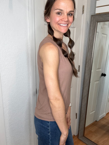 Billy Ribbed Tank Top Mocha - Yelete