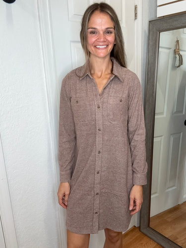 Leslie Shirt Dress Clove - THREAD & SUPPLY