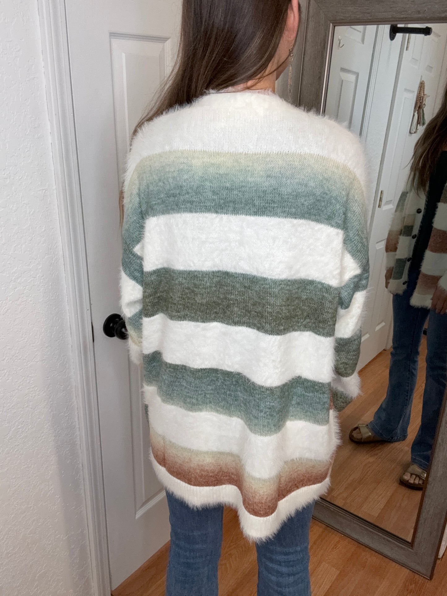 CLOVE CARDIGAN IVORY STRIPE- COZY