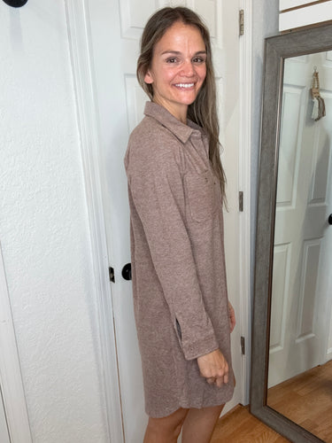 Leslie Shirt Dress Clove - THREAD & SUPPLY