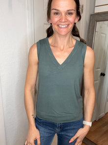 Billy Ribbed Tank Top Smokey Olive- Yelete