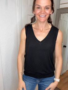 Billy Ribbed Tank Top Black - Yelete