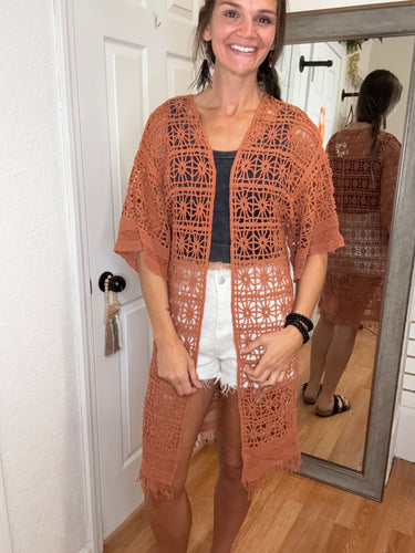 SAMMY CROCHET CARDIGAN - RUST