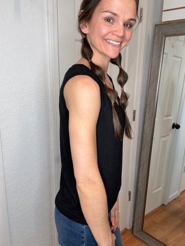 Billy Ribbed Tank Top Black - Yelete
