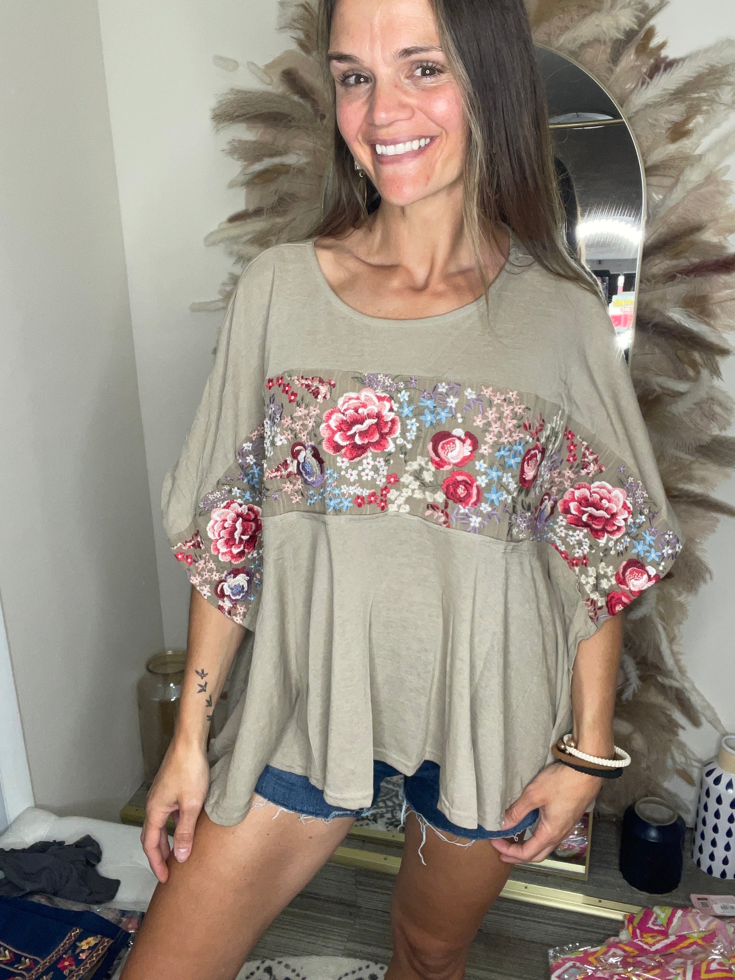 Embroidered Pancho top