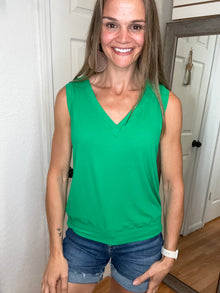 Billy Ribbed Tank Top Kelly Green- Yelete