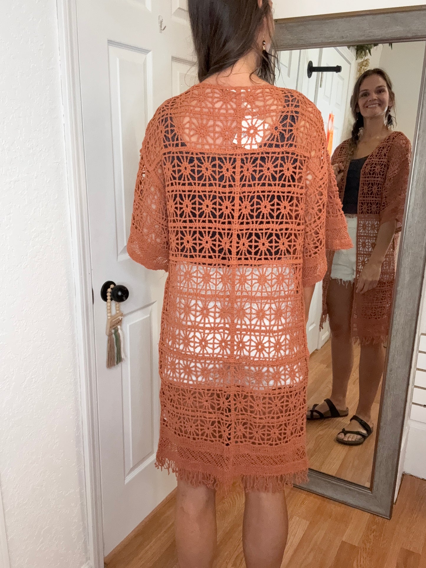 SAMMY CROCHET CARDIGAN - RUST