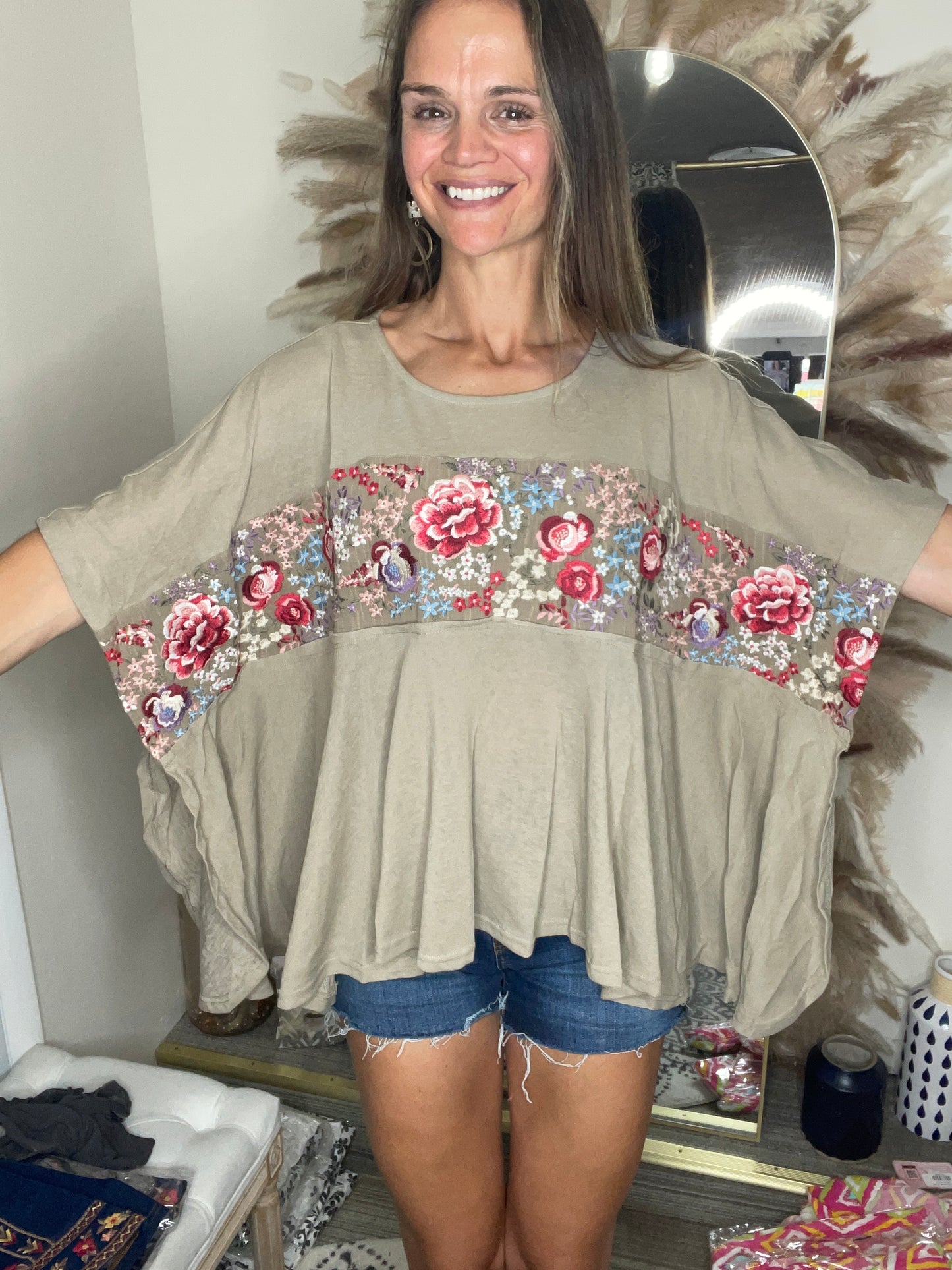 Embroidered Pancho top