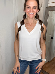 Billy Ribbed Tank Top White - Yelete