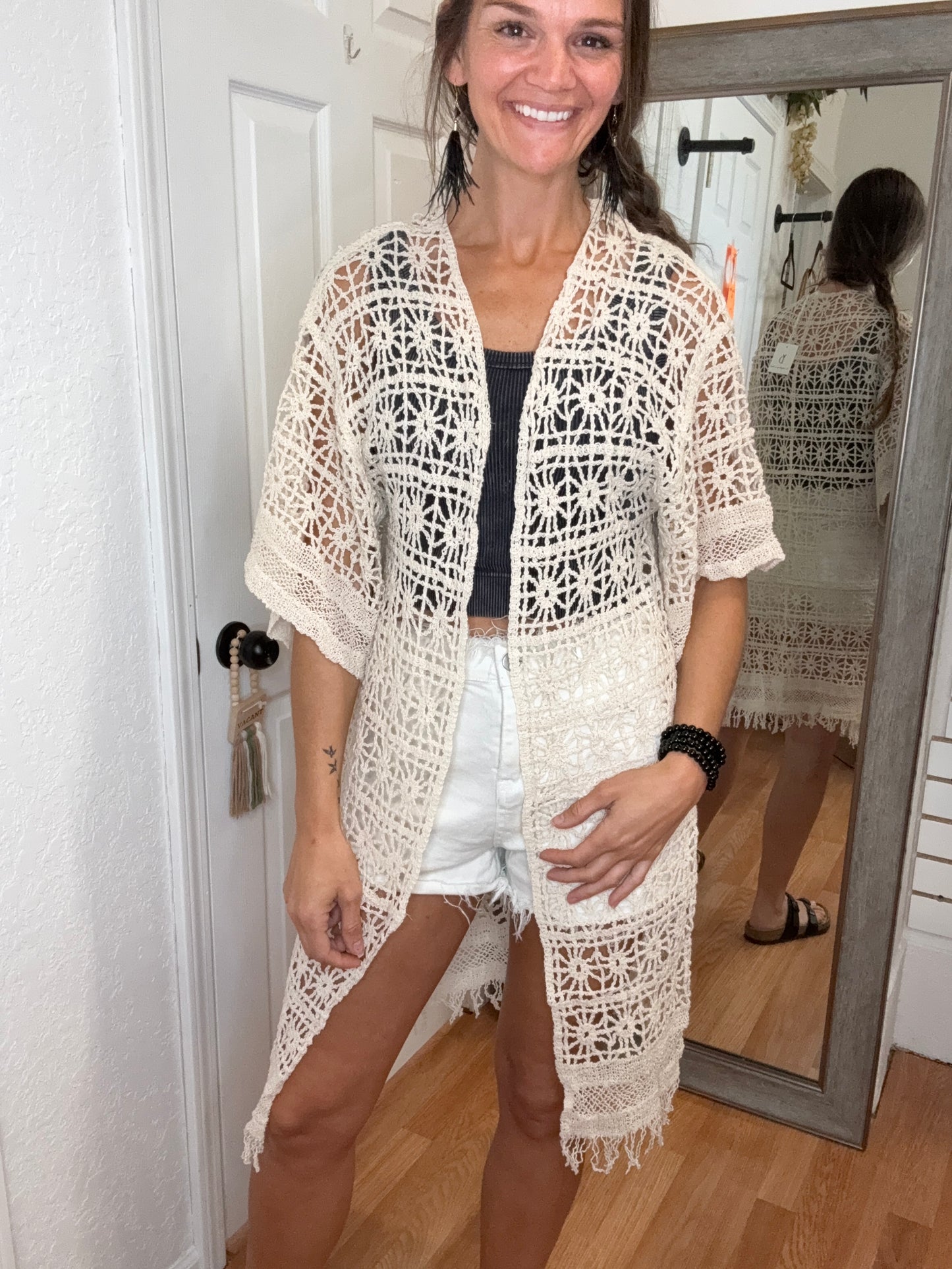 SAMMY CROCHET CARDIGAN - IVORY