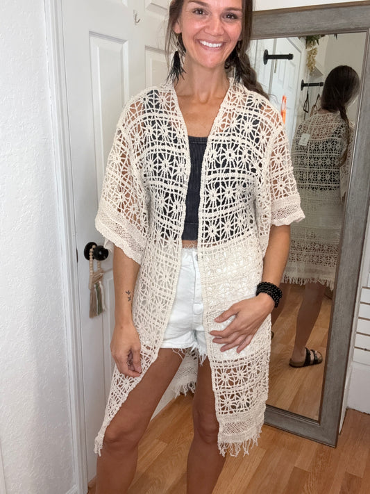 SAMMY CROCHET CARDIGAN - IVORY