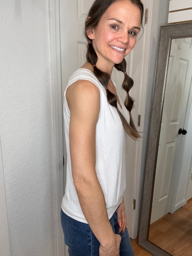 Billy Ribbed Tank Top White - Yelete