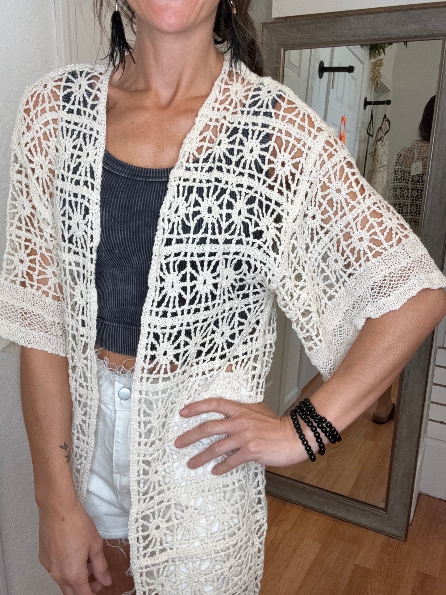 SAMMY CROCHET CARDIGAN - IVORY