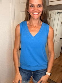 Billy Ribbed Tank Top Blue- Yelete