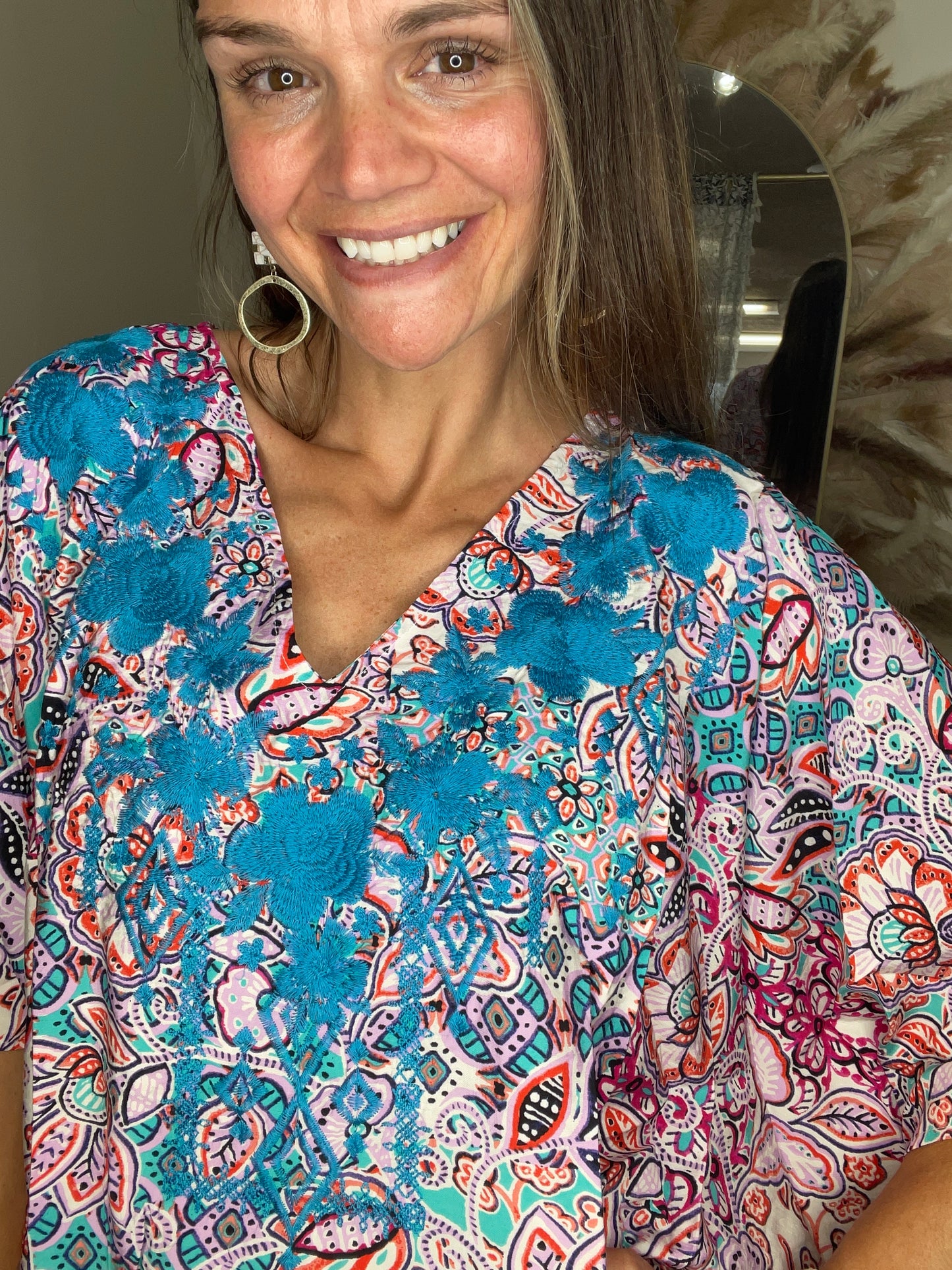 Poncho Embroidered Top