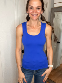 Luxe Round Neck Seamless Tank Royal Blue - Yelete