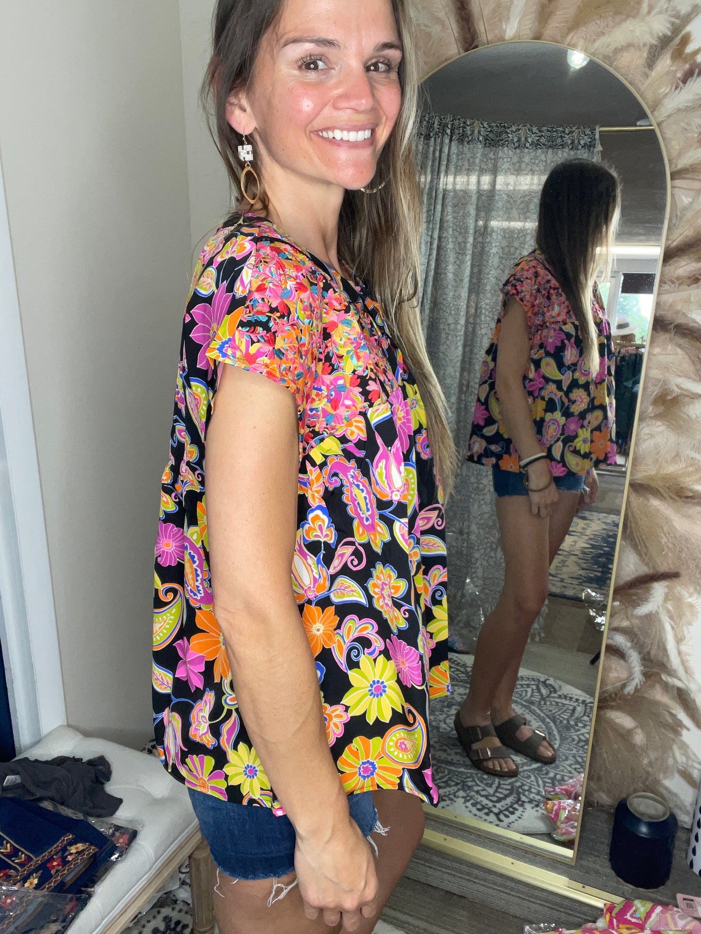 Embroidered floral top