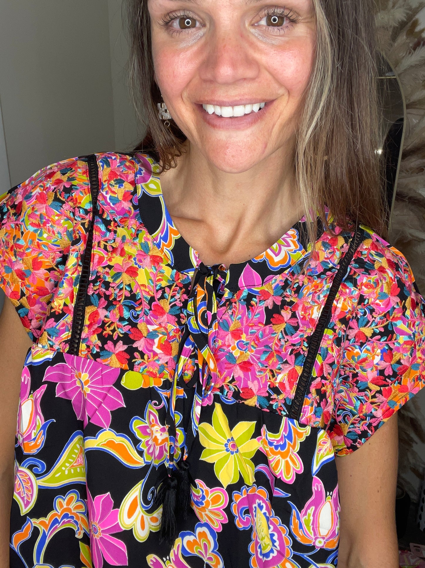 Embroidered floral top