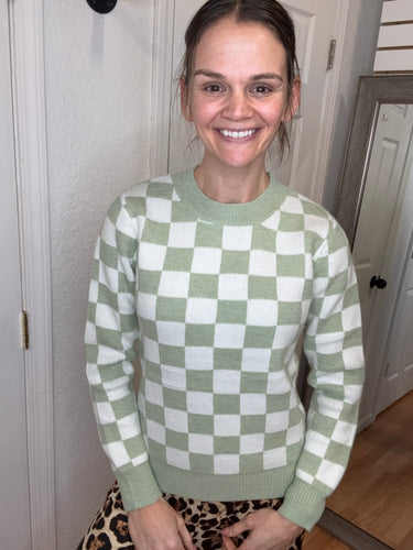 CHELSEY CHECKERED SWEATER- MICHELLE MAE