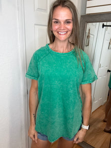 Fawn Short Sleeve Top Kelly Green Zenana