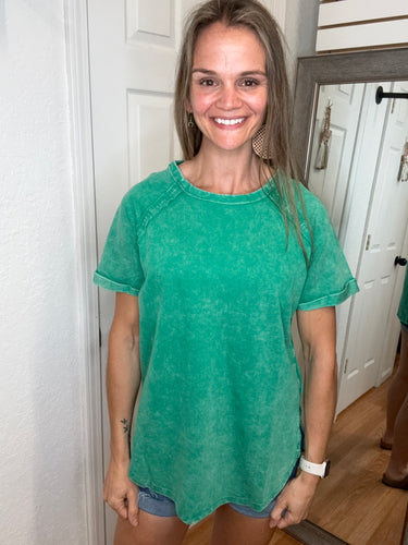 Fawn Short Sleeve Top Kelly Green Zenana