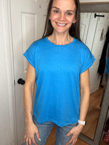 Kayla Short Sleeve Top Sky Blue Zenana