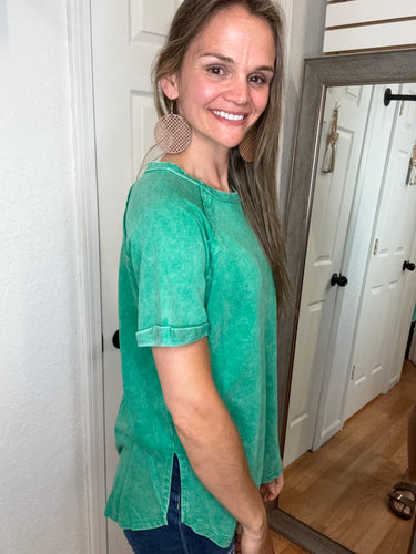 Fawn Short Sleeve Top Kelly Green Zenana