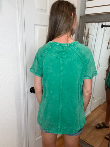 Fawn Short Sleeve Top Kelly Green Zenana