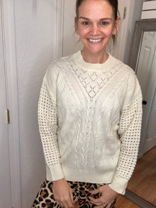 JASMINE OPEN KNIT SWEATER IVORY - MICHELLE MAE