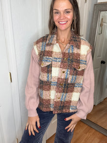 KARLEE CROPPED PLAID SHACKET - ANNIEWEAR