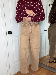 Amelia Cropped Denim Pants Camel- Heimish