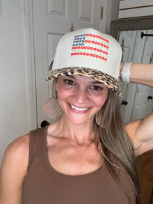 Star Floral American Flag Hat Leopard - Zenana