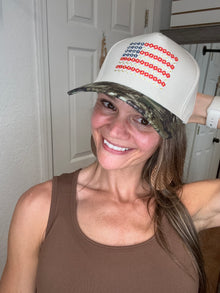 Star Floral American Flag Hat Camo -Zenana