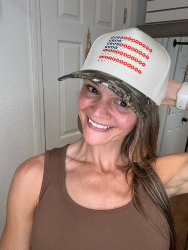 Star Floral American Flag Hat Camo -Zenana