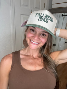 Y'all Need Jesus Ball Cap Olive -Zenana