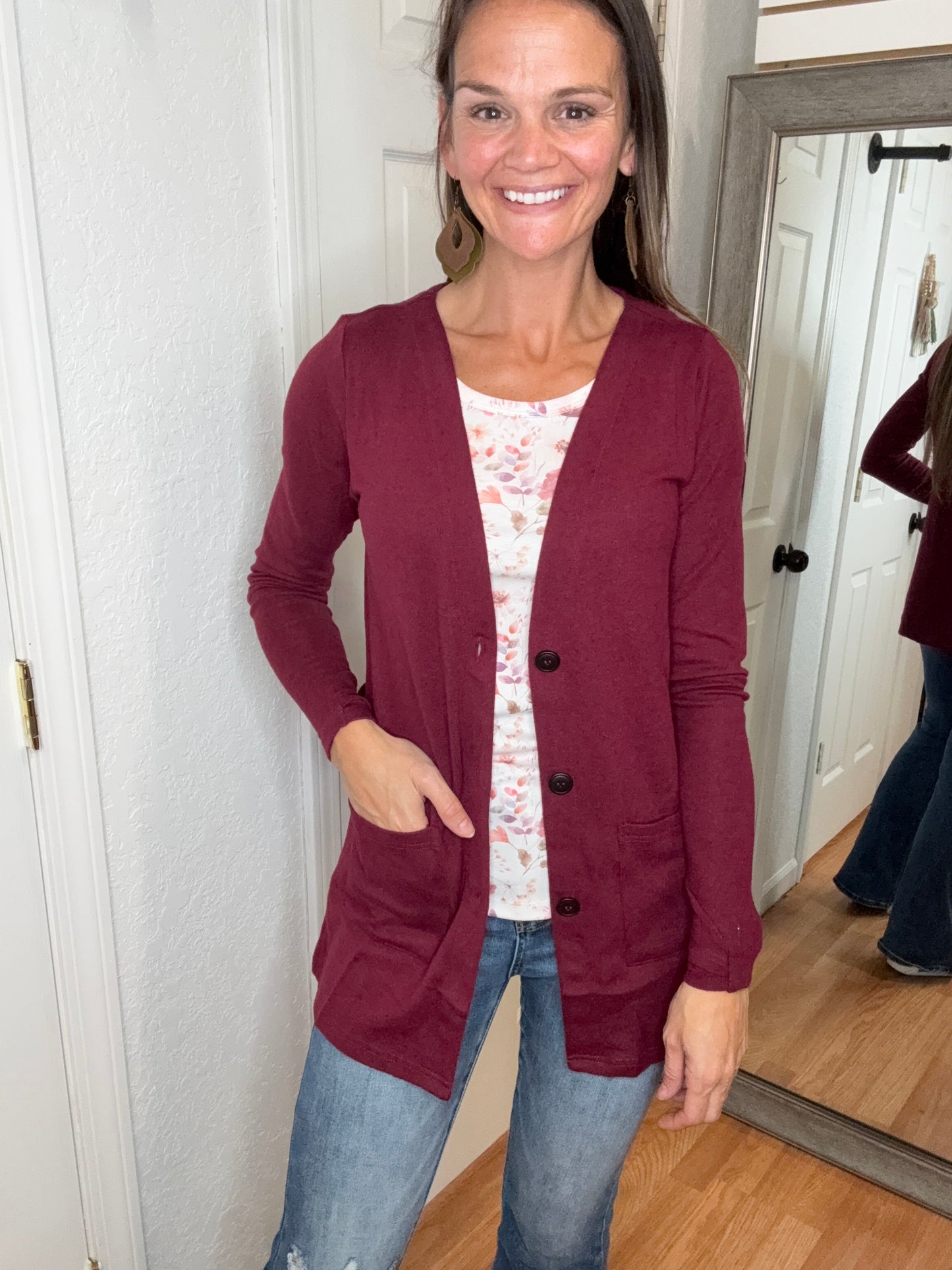 CORI CARDIGAN IN BURGUNDY - MICHELLE MAE