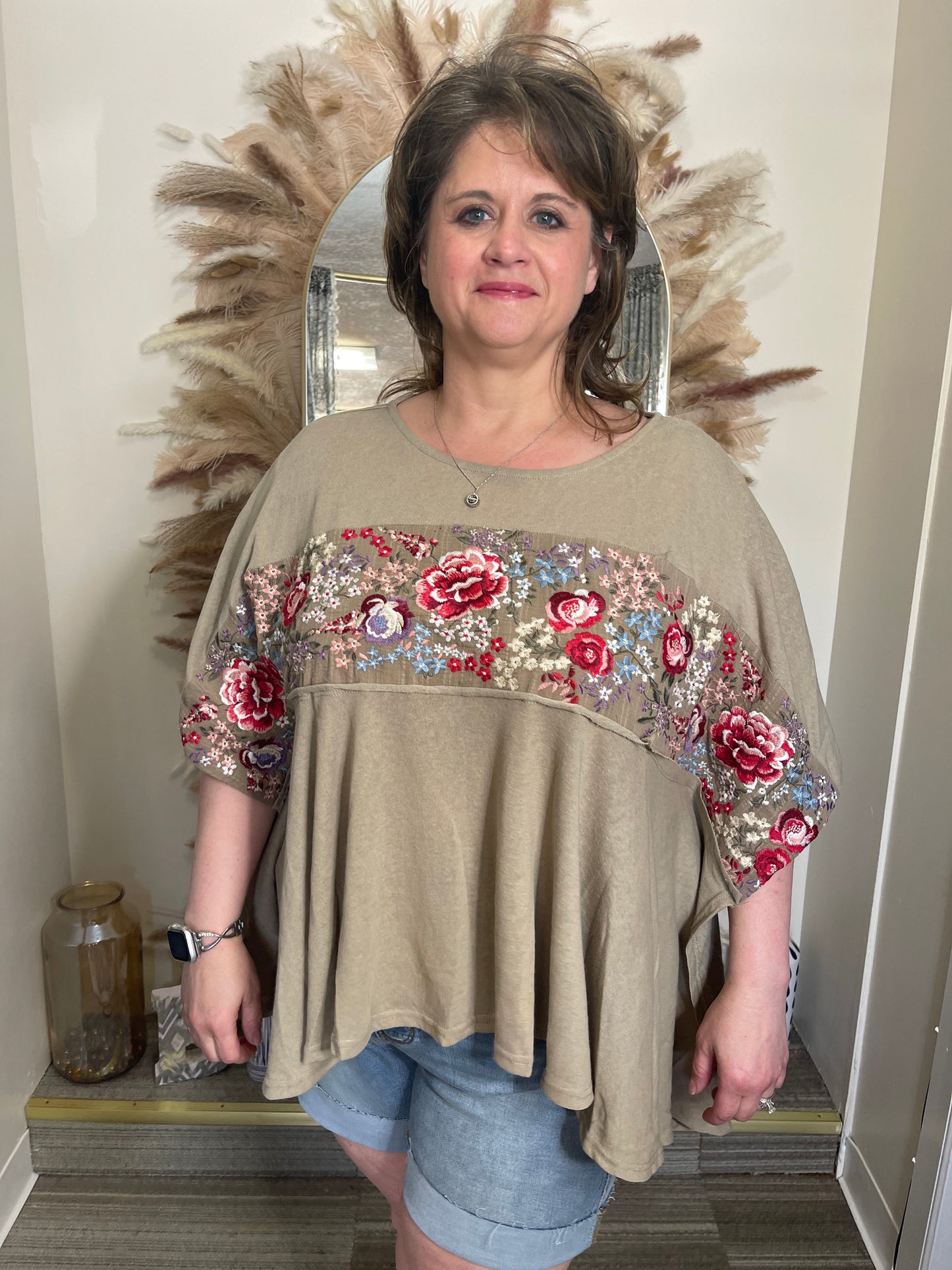 Embroidered Pancho top