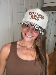 Y'all Need Jesus Ball Cap Cow -Zenana