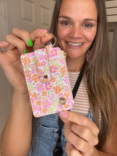 WALLET KEYCHAIN- PINK FLORAL - DARLING EFFECT