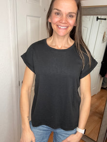 Kayla Short Sleeve Top Black Zenana