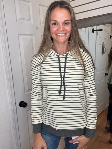 Olga Drawstring Hoodie Top Olive - Staccato