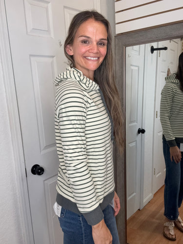 Olga Drawstring Hoodie Top Olive - Staccato