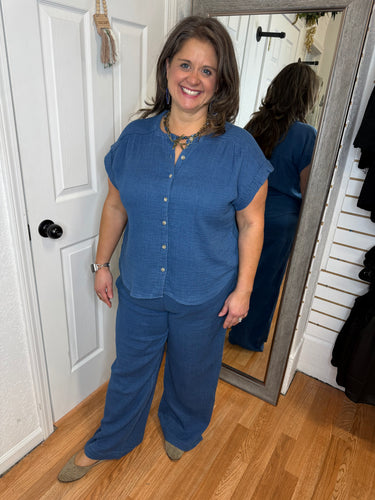 Novalie Top & Pants Denim Blue Sold Separate- Thread & Supply