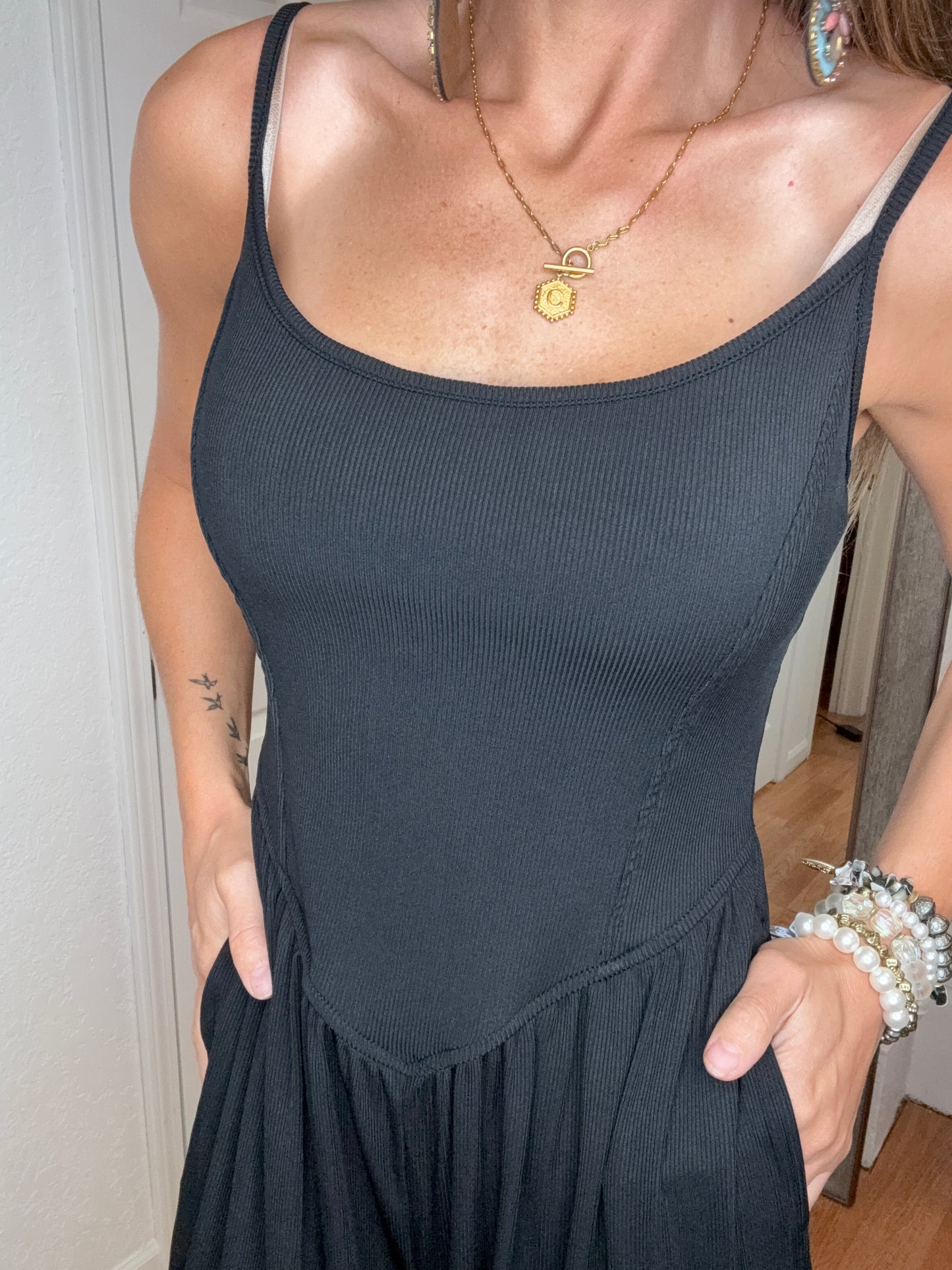 COOPER RIBBED JUMPSUIT BLACK - BLAKELEY